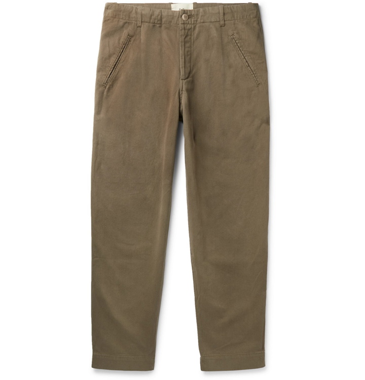 Photo: Folk - Assembly Tapered Pleated Cotton-Canvas Trousers - Green