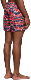 Moncler Red Tiger Stripe Swim Shorts