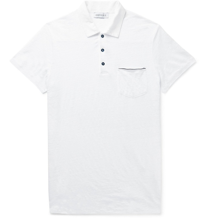Photo: Odyssee - Rochers Linen Polo Shirt - White