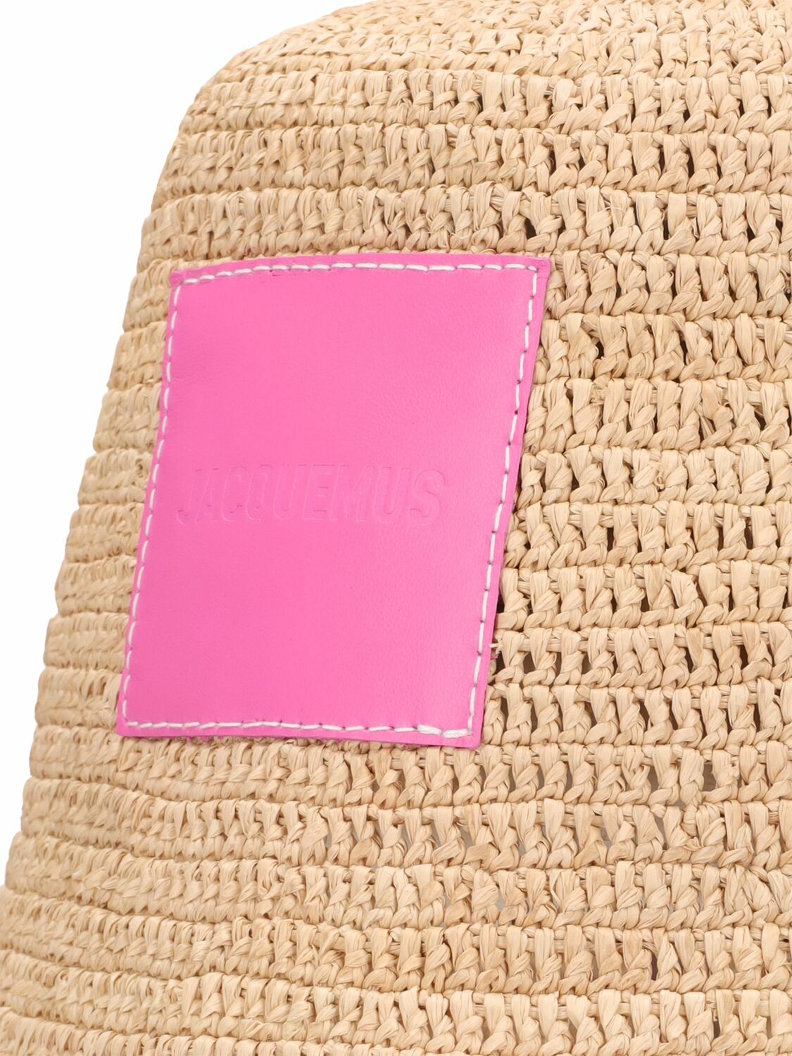 Jacquemus Le Bob Soli Raffia Bucket Hat, Pink JACQUEMUS Beige & Pink  main image 3