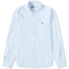 Maison Kitsuné Men's Fox Head Embroidery Classic Shirt in Light Blue