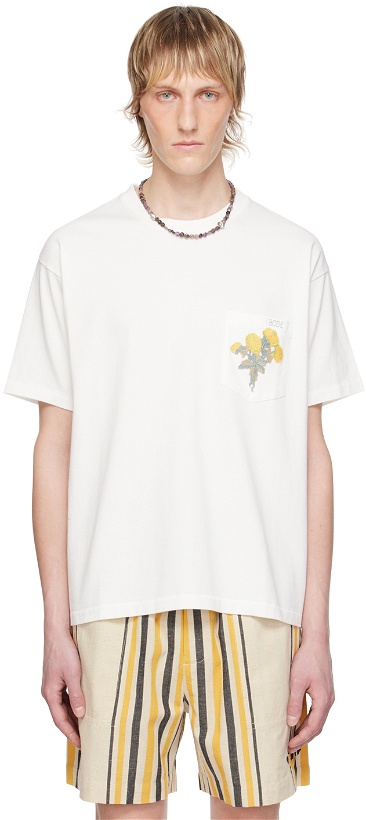 Photo: Bode White Embroidered Bouquet Pocket T-Shirt