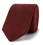 Brioni - 6.5cm Knitted Silk Tie - Burgundy