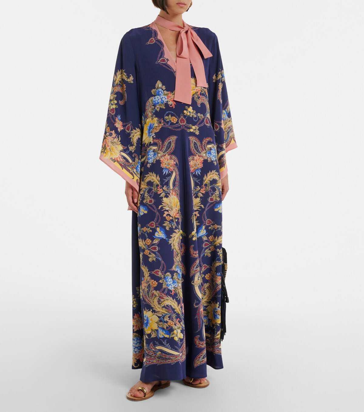 Etro Paisley tie-neck silk maxi dress