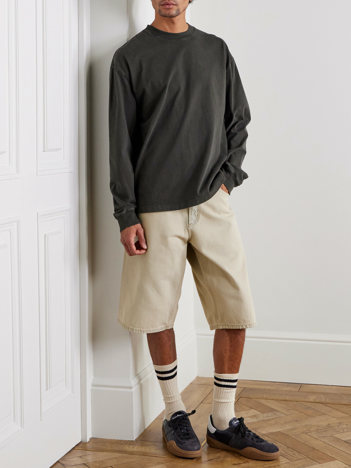 AGOLDE - Fusion Straight-Leg Denim Shorts - Neutrals