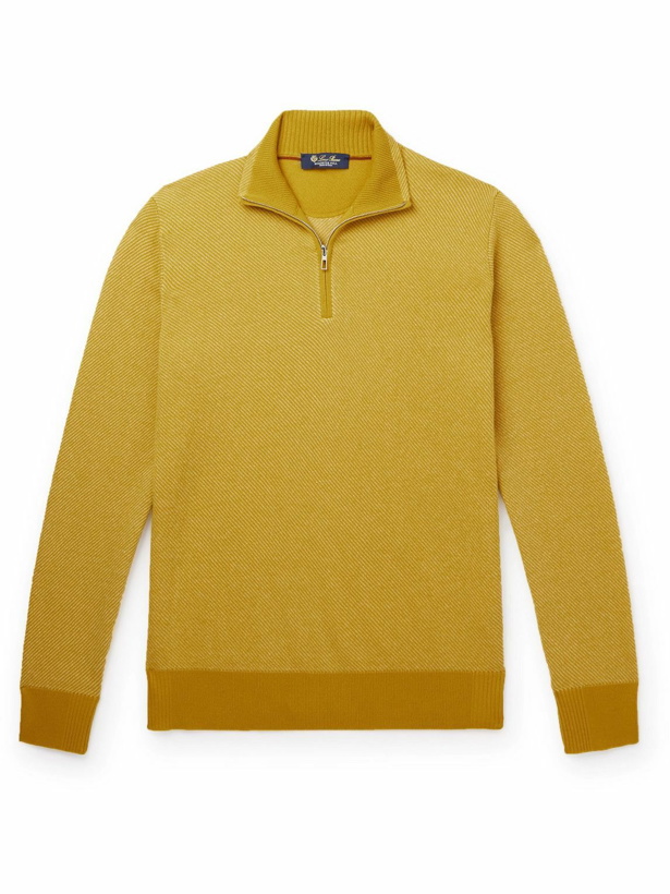 Photo: Loro Piana - Roadster Striped Cashmere Half-Zip Sweater - Yellow