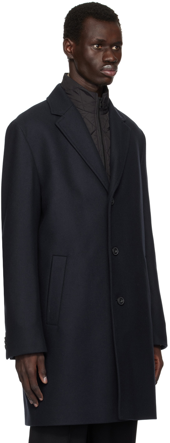 Hugo Navy & Black Layered Coat