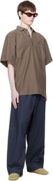 Hed Mayner Taupe Garment-Dyed Polo