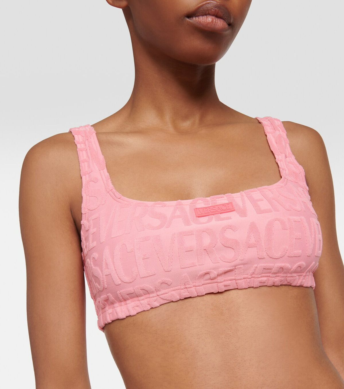 Versace La Greca jacquard bikini top Versace