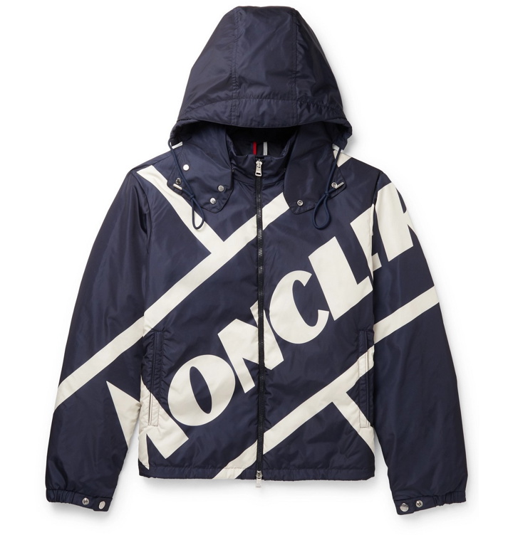 Photo: Moncler - Slim-Fit Logo-Print Shell Hooded Down Jacket - Blue