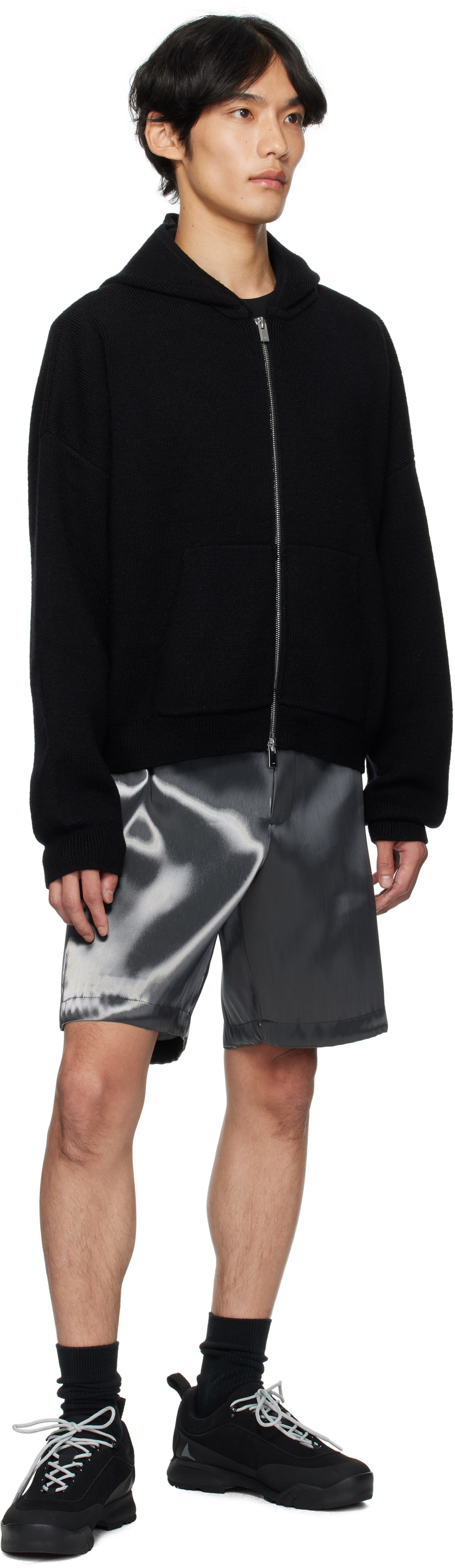 HELIOT EMIL Black Lampi Knit Hoodie