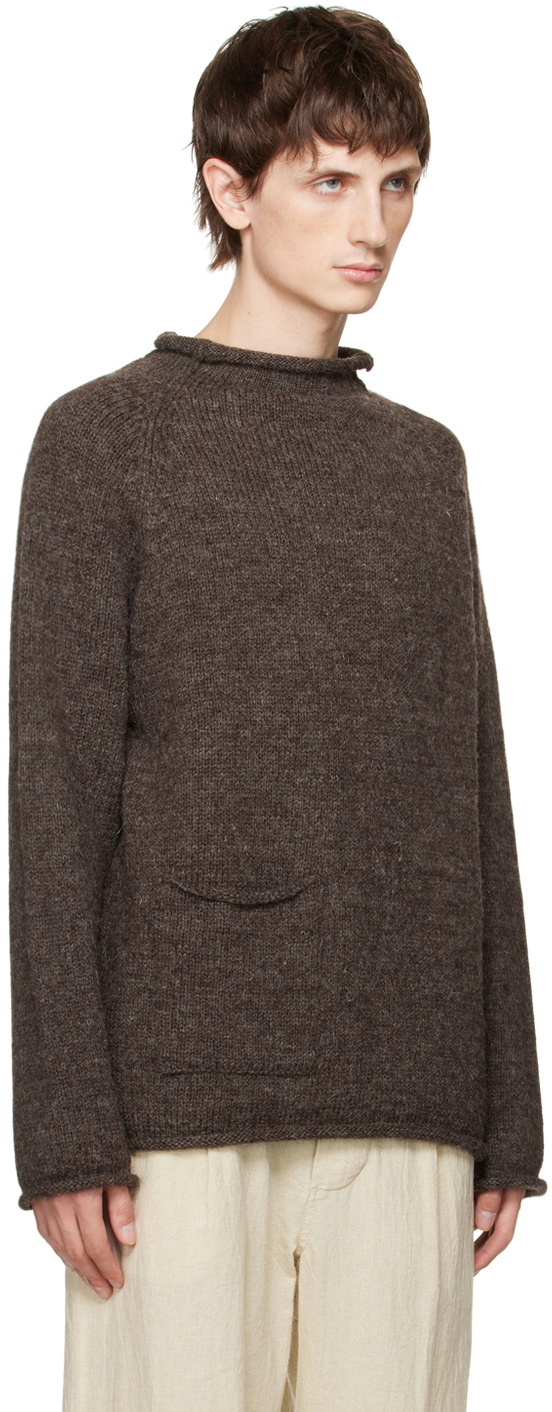 XENIA TELUNTS Brown Rolled Edge Sweater