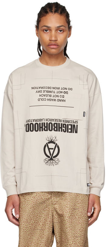 Photo: Neighborhood Beige Cotton Long Sleeve T-Shirt