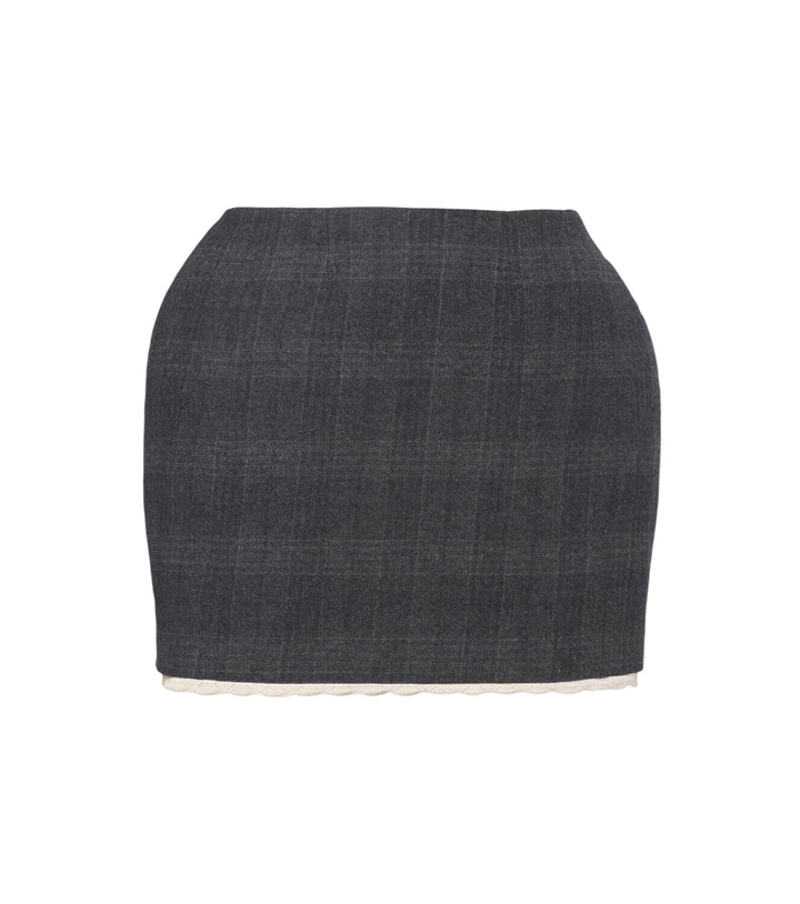 Photo: Magda Butrym Checked crochet-trimmed virgin wool miniskirt