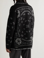 Alanui - Shawl-Collar Bandana-Jacquard Cashmere Cardigan - Black