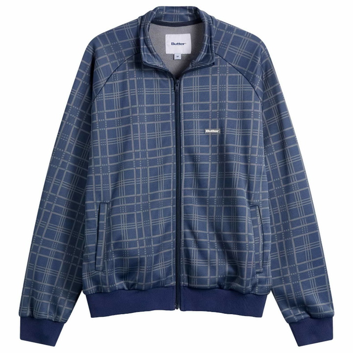 Photo: Butter Goods Men's Tricot Track Jacket in Navy Plaid