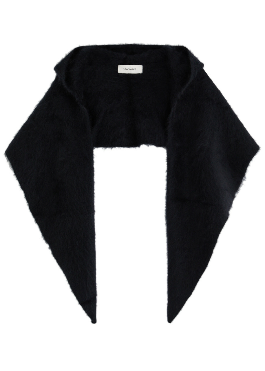 Lisa Yang Rina Brushed Cashmere Hood - Black - One Size