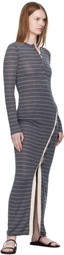 Nanushka Gray Dakoa Striped Terry Merino Maxi Dress