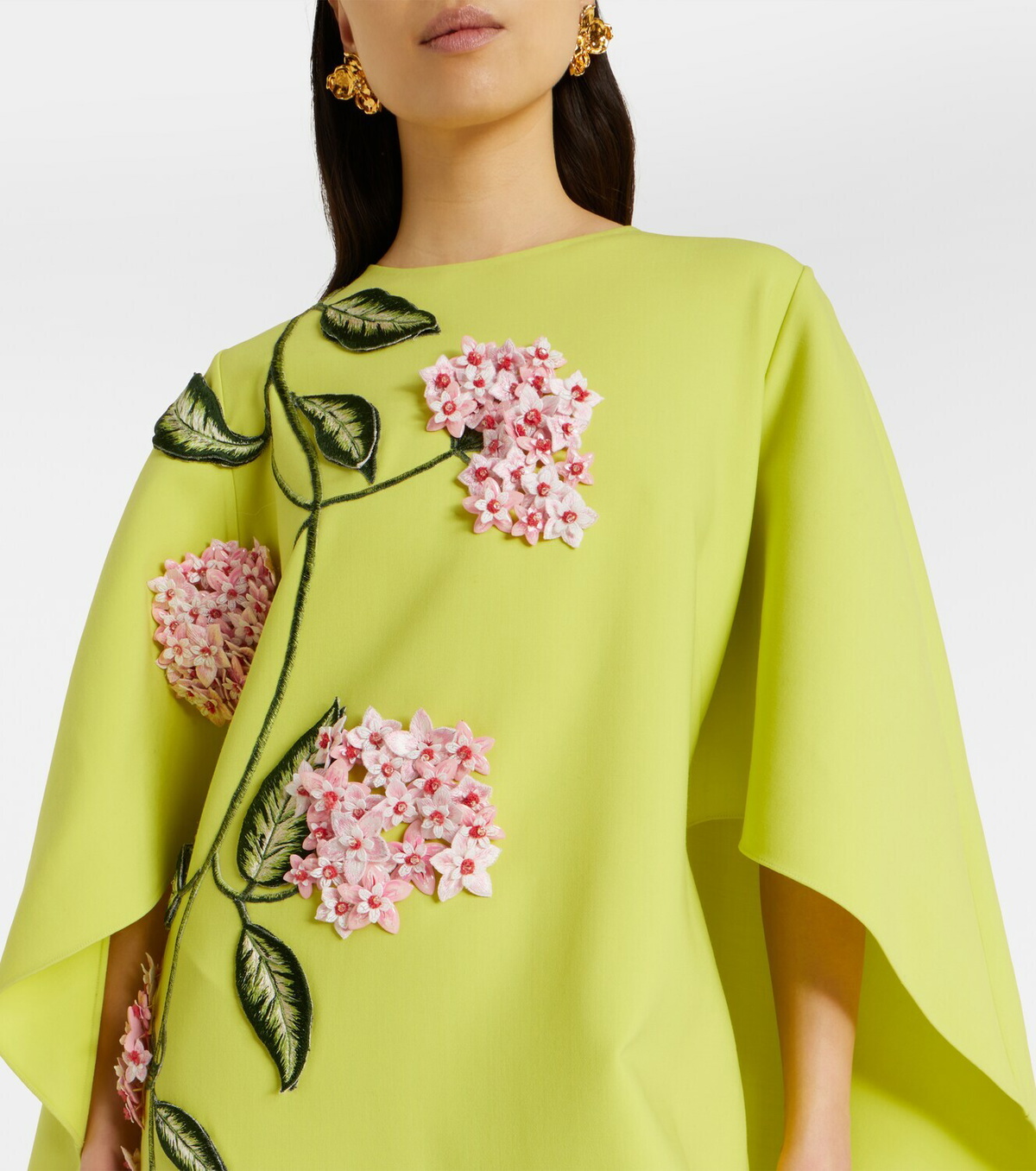 Oscar de la Renta Porcelain Flower wool-blend gown