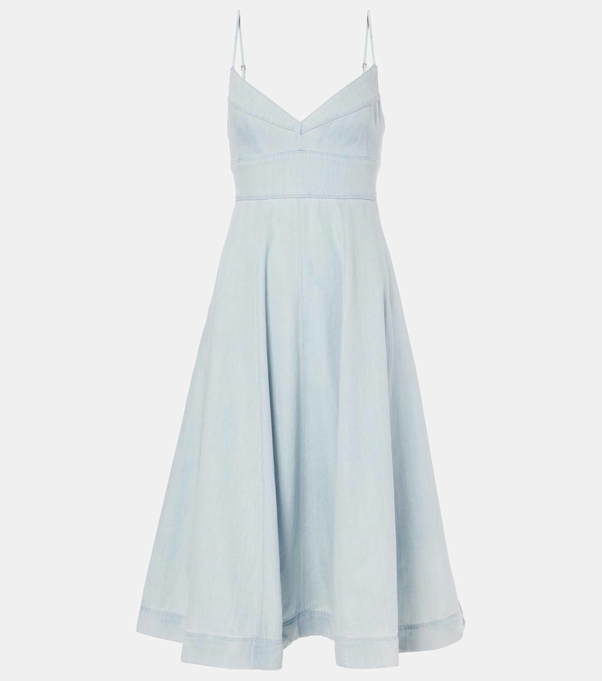 【Zimmermann】Acacia denim midi dress Acacia Denim Midi Dress Ice Storm Online | Zimmermann
