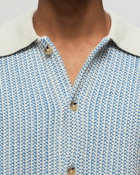 Les Deux Easton Knitted Ss Shirt Blue - Mens - Shortsleeves