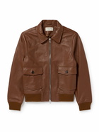 Officine Générale - Gianni Leather Bomber Jacket - Brown