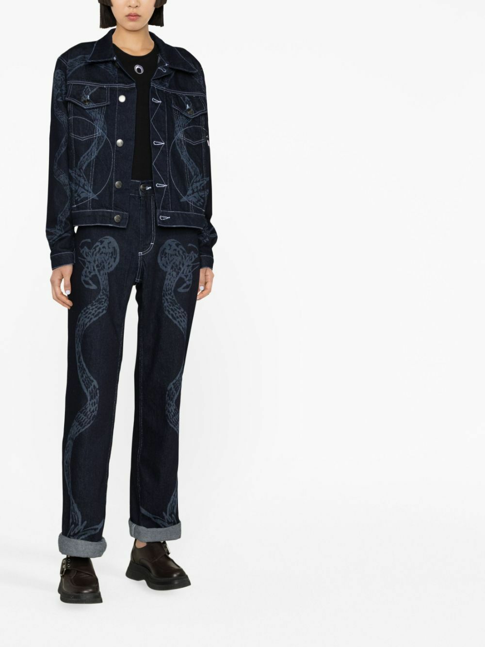 Charles Jeffrey Loverboy Etched Denim Wide-Leg Jeans