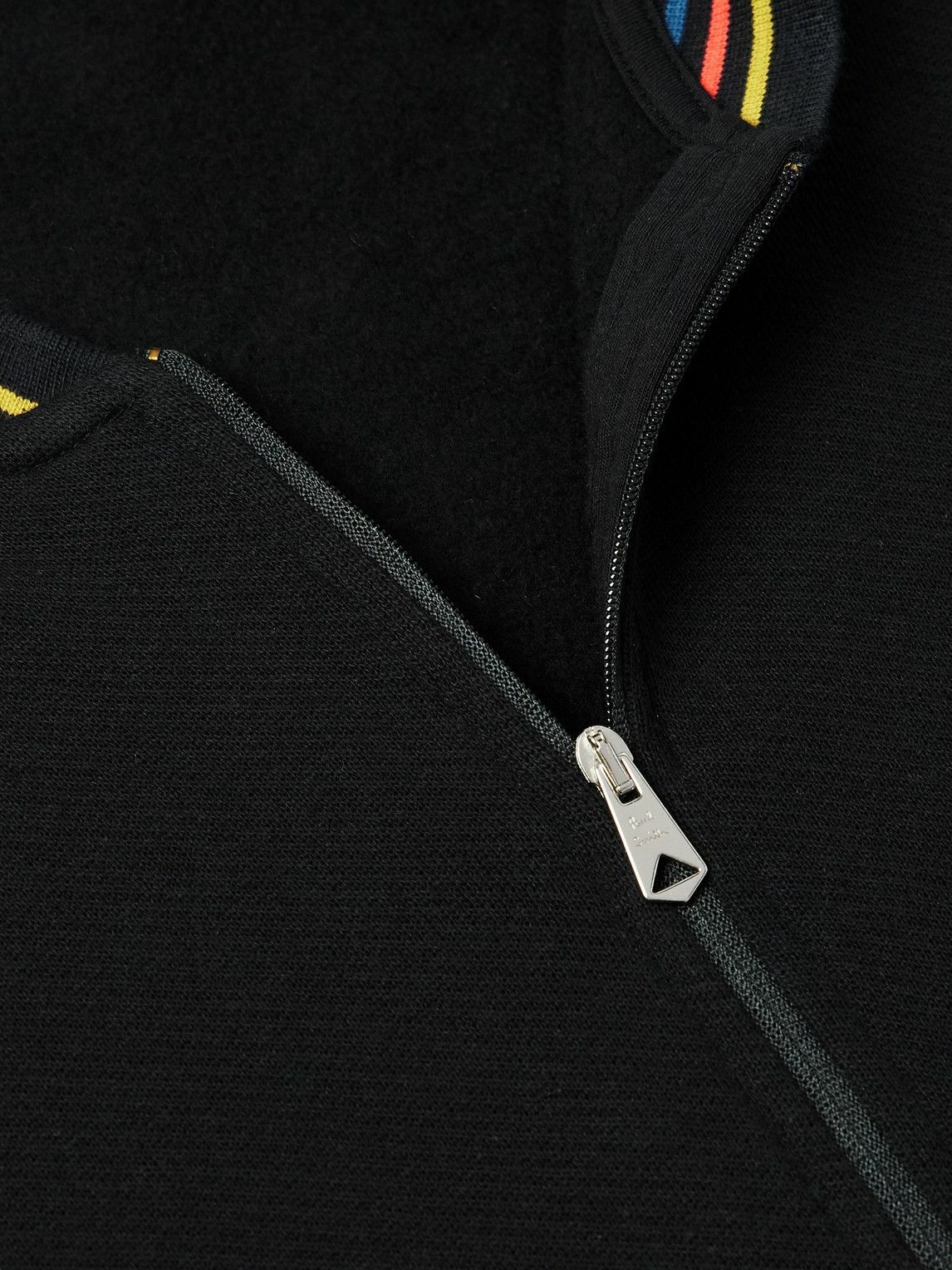 Paul Smith - Striped Cotton-Jersey Zip-Up Sweatshirt - Black