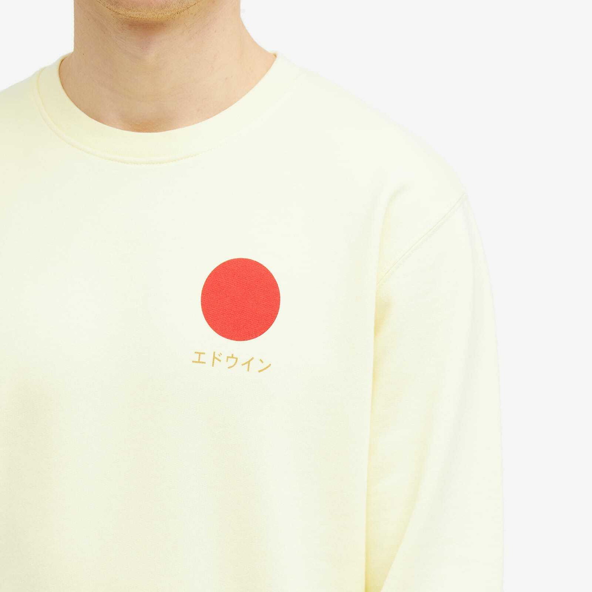 Edwin Men's Japanese Sun Crew Sweater in Tender Yellow