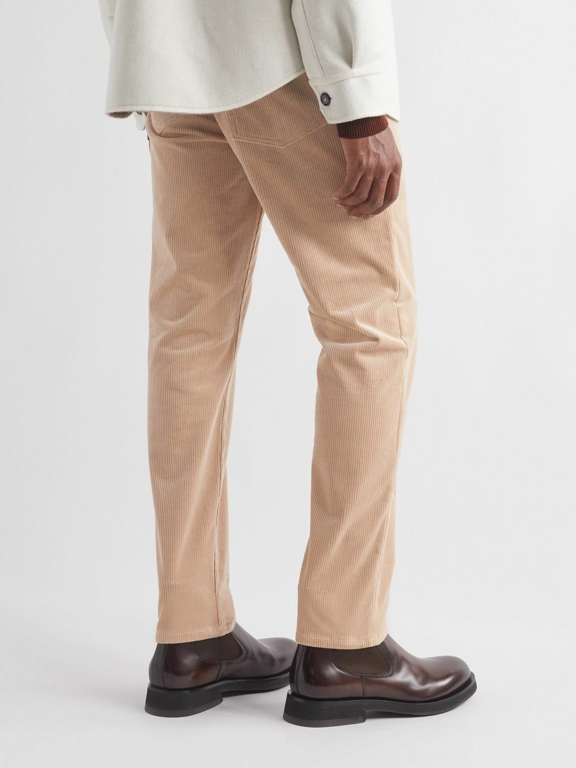 Agnona - Straight-Leg Stretch-Cotton Corduroy Trousers - Neutrals