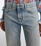 Dolce&Gabbana Leather-trimmed straight jeans
