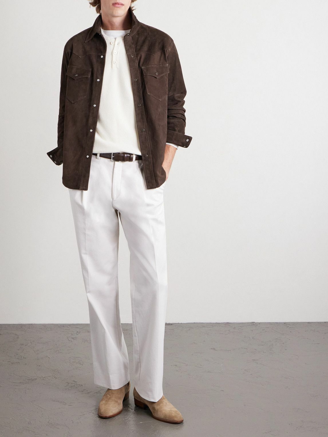 J. Mueser - Suede Western Overshirt - Brown