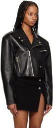 Magda Butrym Black Cropped Leather Biker Jacket
