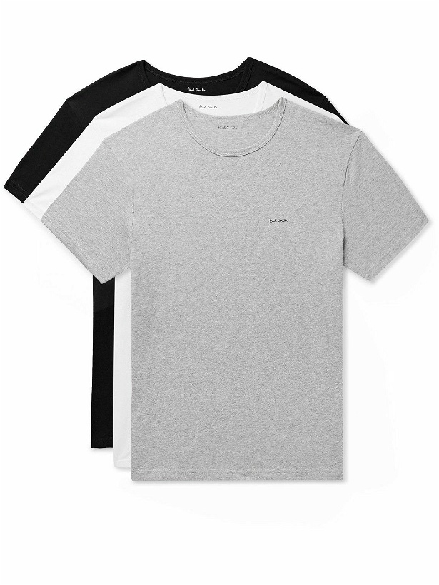 Photo: Paul Smith - Three-Pack Slim-Fit Logo-Print Organic Cotton-Jersey T-Shirts - Multi