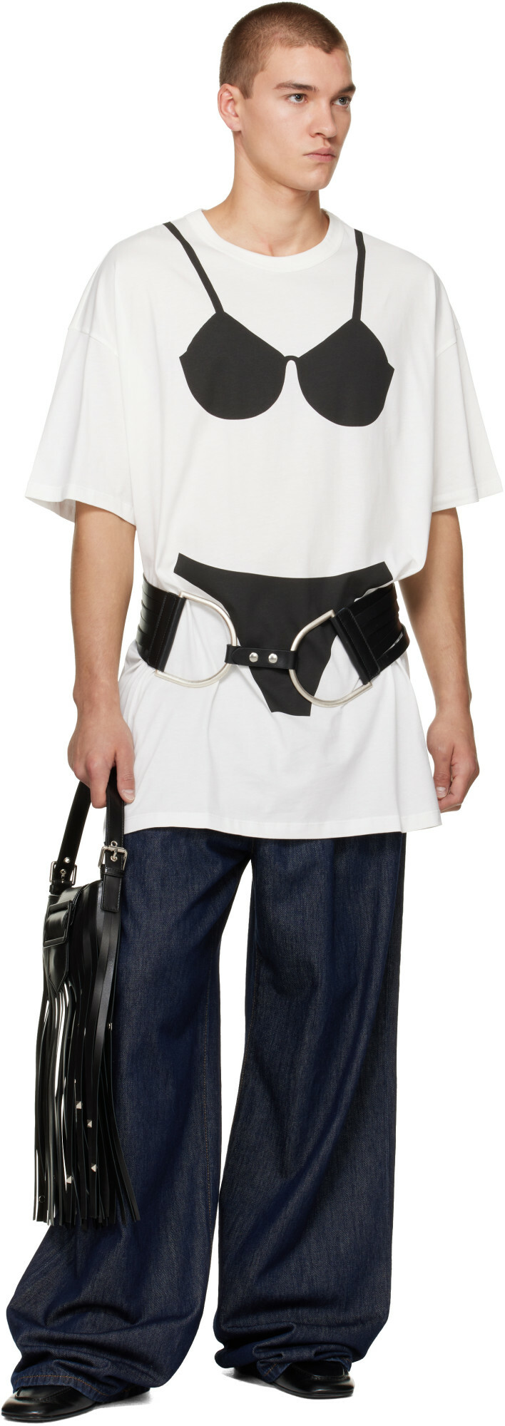 VAQUERA Black Fringe Leather Belt