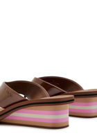 Chloe Swimming Cool 45 Patent Leather Wedges Brown