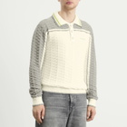 Casablanca Men's Tennis Boucle Long Sleeve Polo Shirt in White