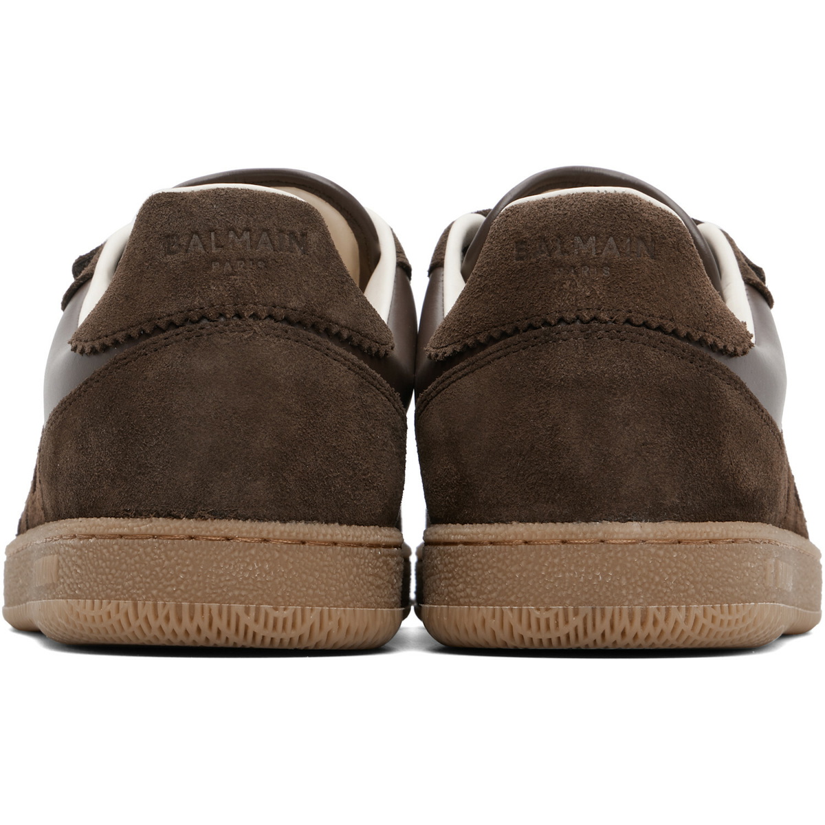 BALMAIN Brown 'Balmain Swan' Suede Sneakers