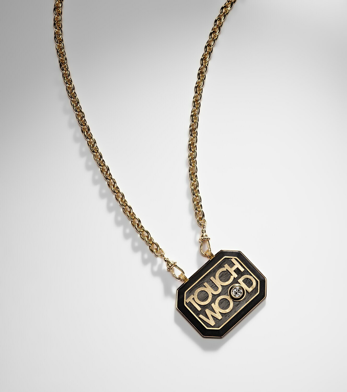 Marie Lichtenberg Scapular 18kt gold and ebony pendant necklace with diamond