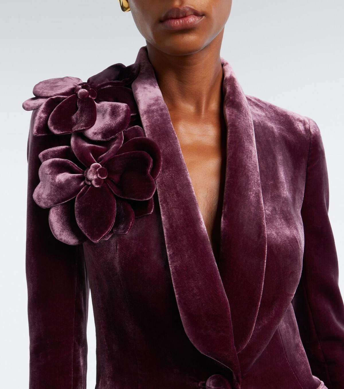 Elie Saab Floral-appliqué silk-blend velvet blazer
