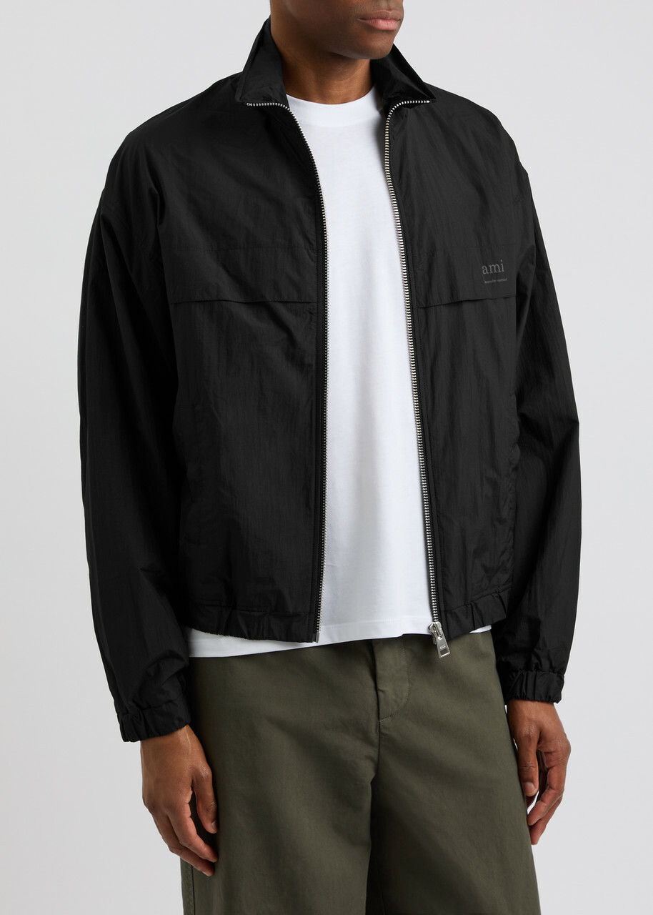 Ami Paris Logo-print Nylon Jacket Black AMI Ami Paris Logo-print Nylon Jacket Black AMI