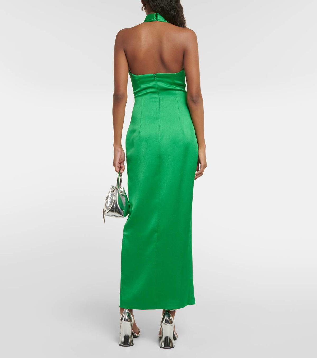 Rasario Halterneck satin midi dress Rasario