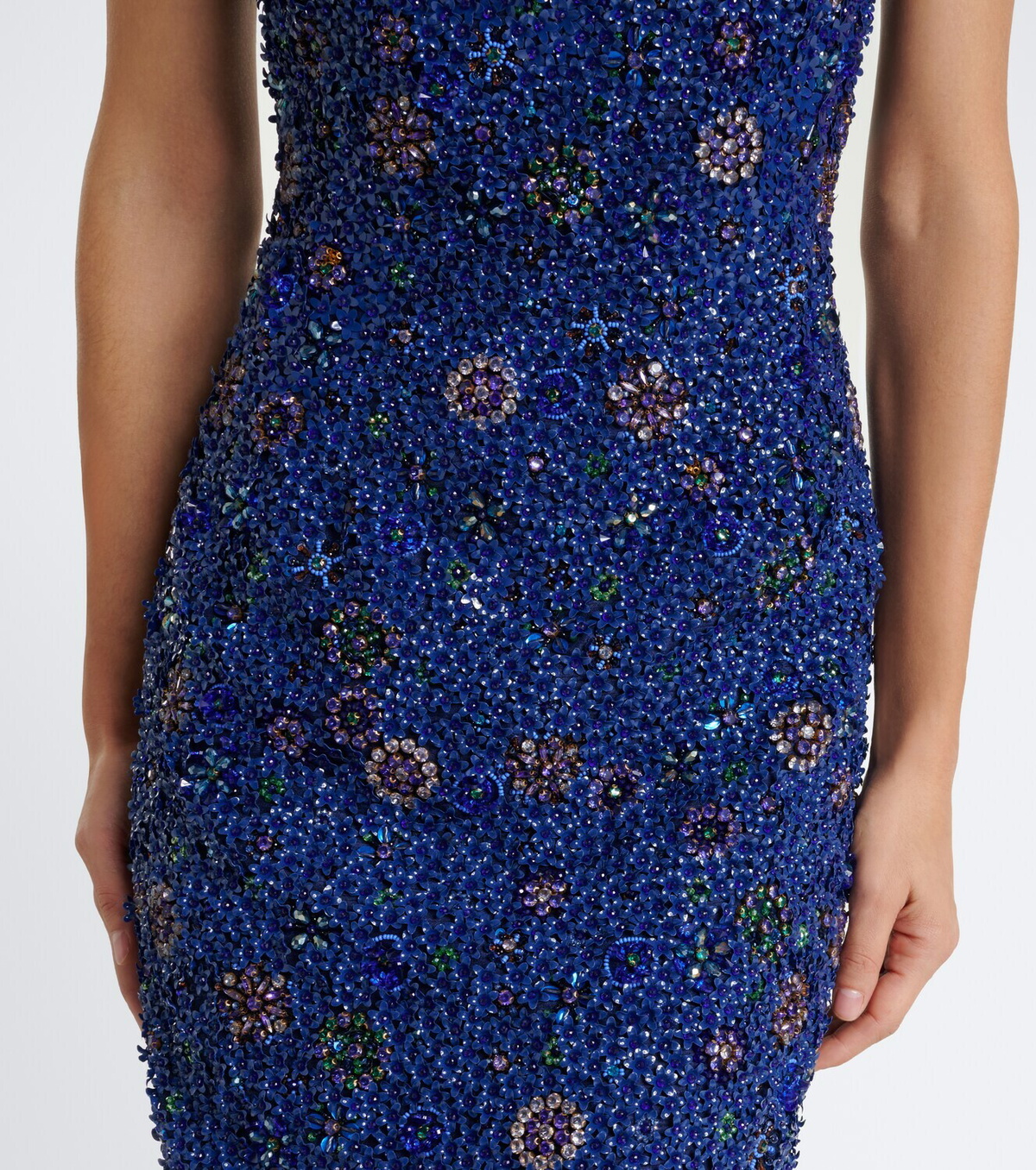 Là Fuori Crystal Midnight sequined silk minidress