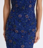 Là Fuori Crystal Midnight sequined silk minidress