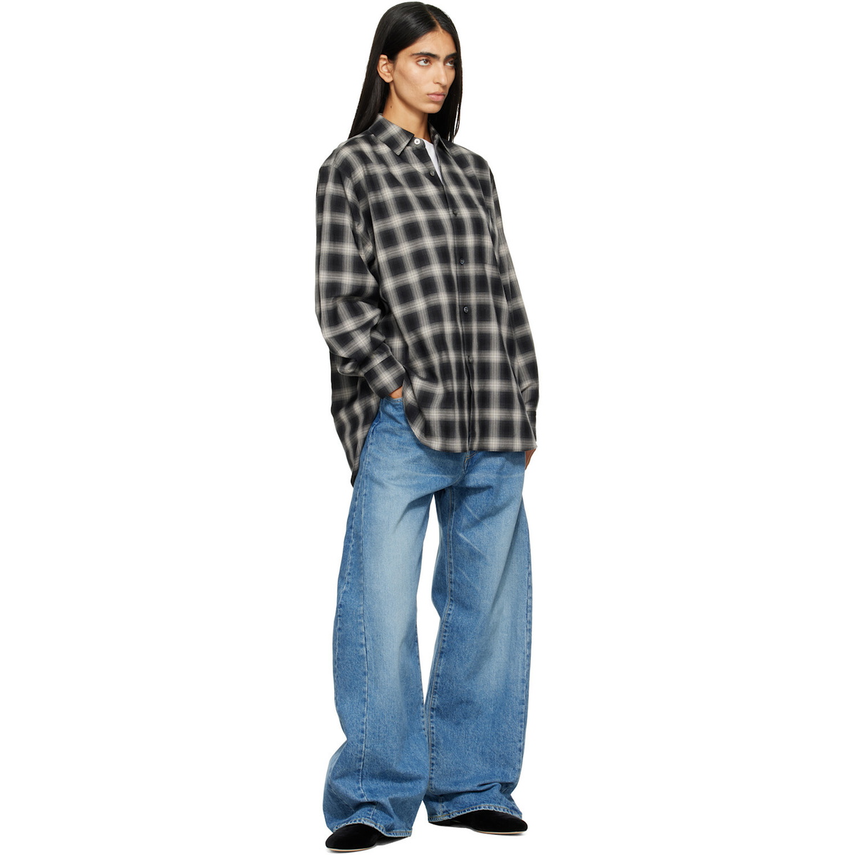 ssstein Blue Deformation Wide Denim Jeans
