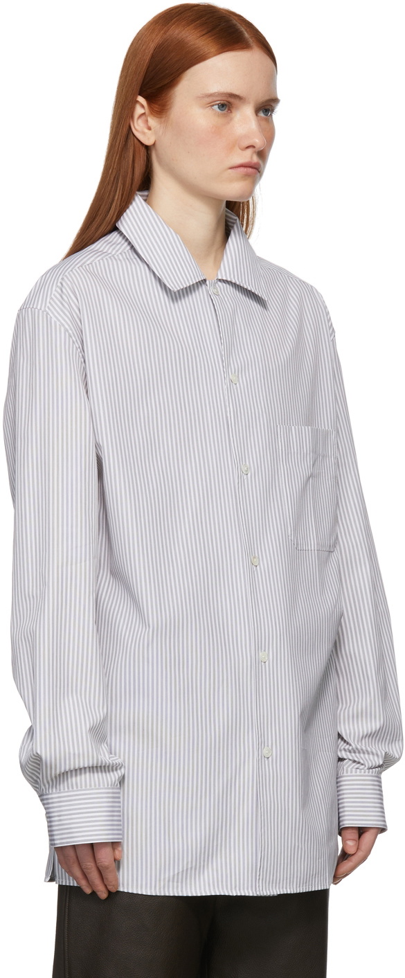 LEMAIRE White Striped Convertible Collar Shirt Lemaire