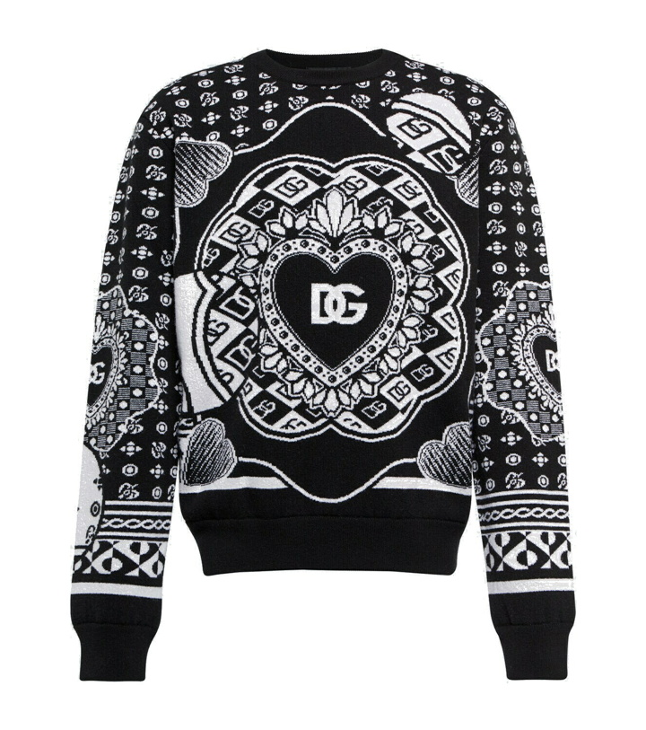 Photo: Dolce&Gabbana - Logo intarsia wool-blend sweater