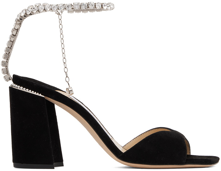 Photo: Jimmy Choo Black Saeda Block Heel 85 Heeled Sandals