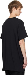 YOHJI YAMAMOTO Black Single Jersey Slit Round Neck T-shirt
