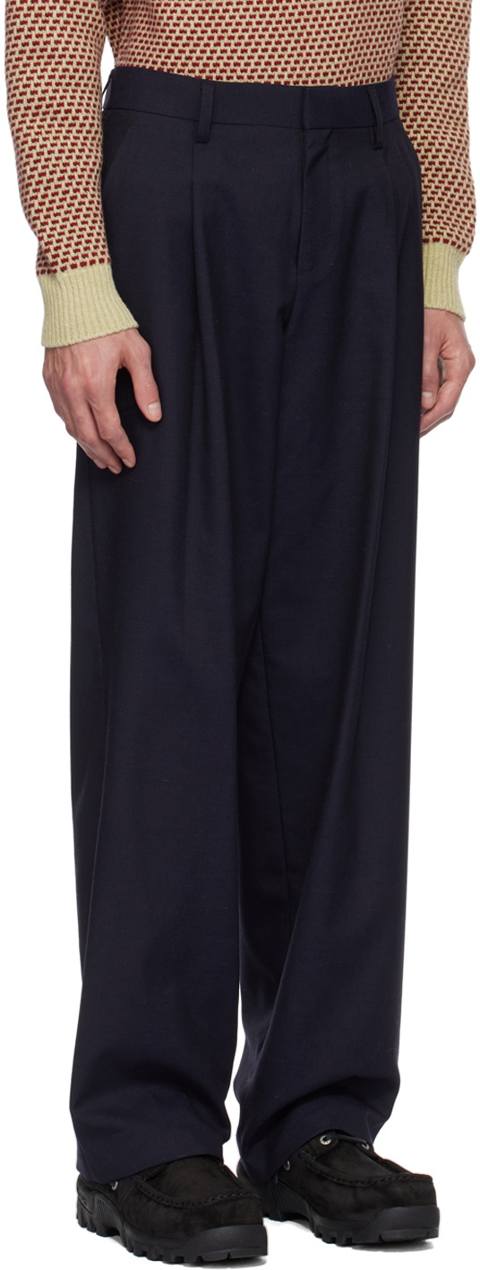 kolor Navy Pleated Trousers